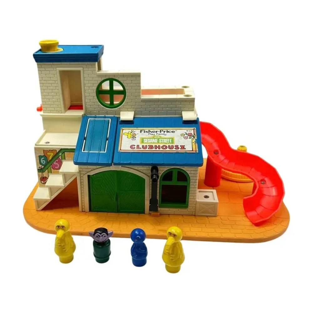 Vintage  Fisher Price Play Family Sesame‎ Street Clubhouse w 4 Figures 1976